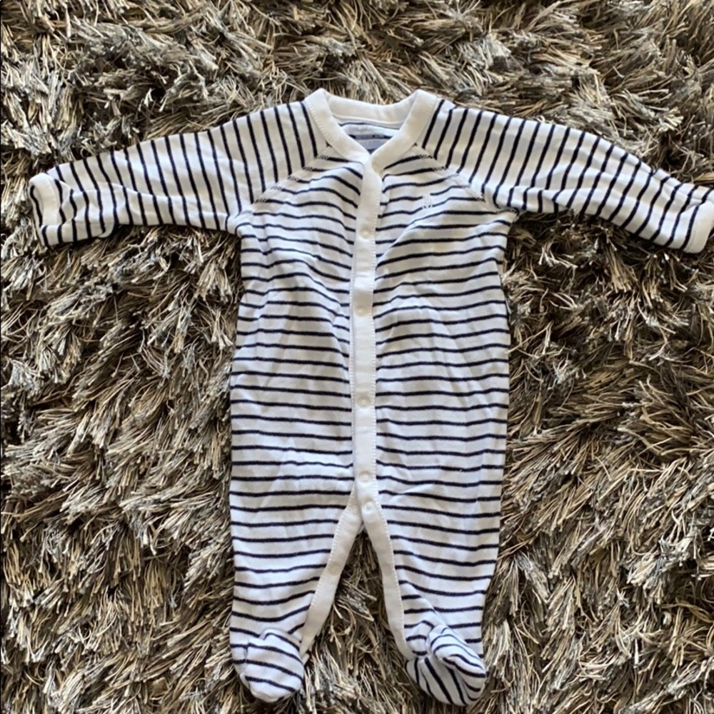 NB baby boy onesie w/ foot & mittens